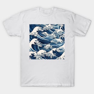 Ephemeral Crests: Hokusai Waves Reimagined T-Shirt